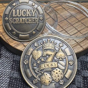 真鍮製ラッキースクラッチャーコイン：両面彫刻メダリオン