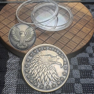 Double-Sided Brass Engraved Challenge Coin – Bald Eagle Medallion, Decision Coin, Collector’s Gift