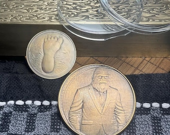 Discounted Bigfoot Businessman Brass Challenge Coin: Double-Sided Collector's Edition