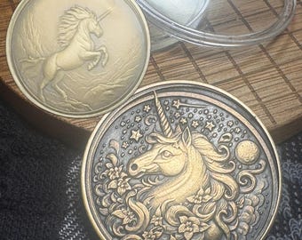 Unicorn - Double-Sided,  Brass Engraved Challenge Coin, Medallion, Decision Coin, Collector’s edition