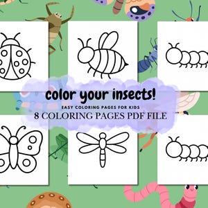 Color Your Insects! | 8 Cute Insect Coloring Pages for Kids | Printable Bug PDF Activity | Digital Download Only | Easy Line Art