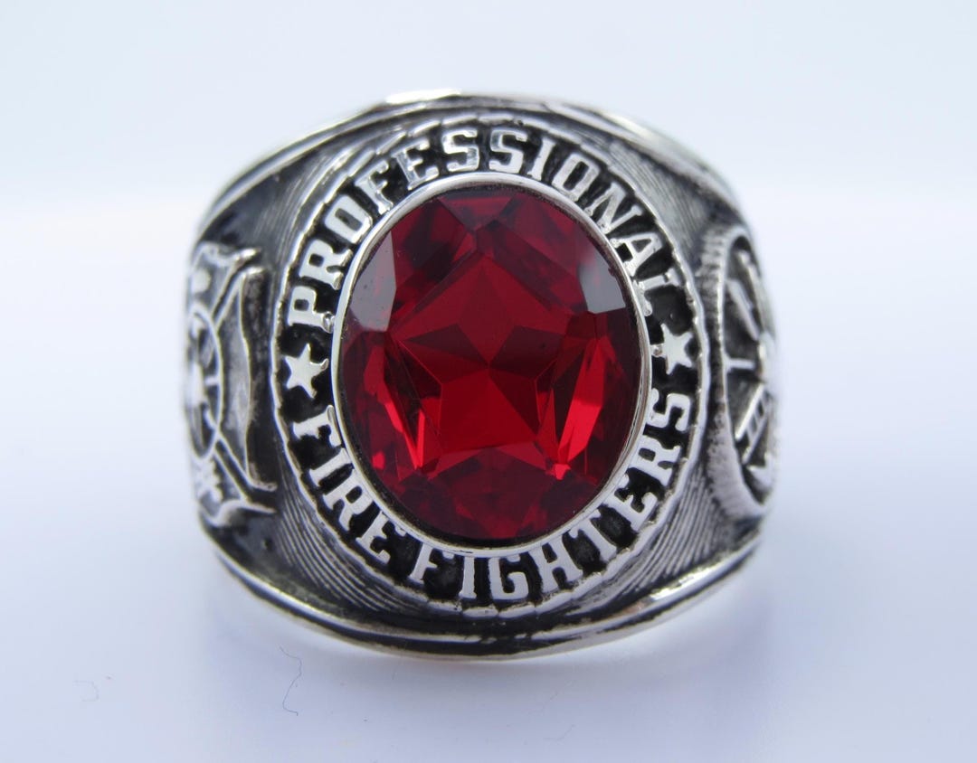 Firefighter Inspired Sterling Silver Ring – Personalized Hero Gift for ...