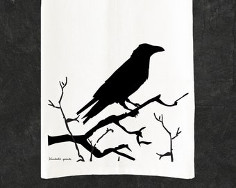 Spooky Raven Halloween Tea Towel : Haunted Elegance Tea Towel Collection