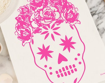 Sugar Skull Tea Towel Dia de los Muertos