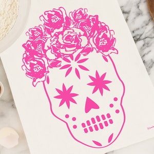 Sugar Skull Tea Towel Dia de los Muertos