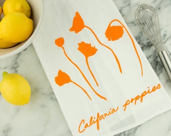 California Poppies Tea Towel