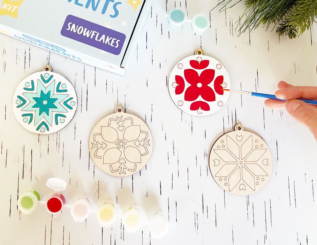 DIY Paint Your Own Ornament Kit Snowflakes Etsy