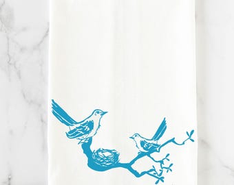 Mockingbird Tea Towel: Flour Sack Cotton Kitchen Decor