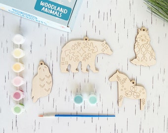 DIY Paint Your Own Christmas Ornament Kit - Woodland Animals