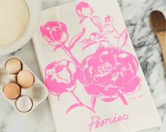 Peonies Tea Towel