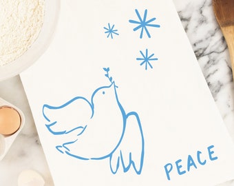 Peace Dove Holiday Tea Towel