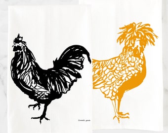 Rooster and Heirloom Chicken Tea Towel Set