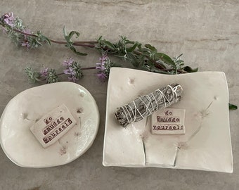 Go smudge yourself ceramic handmade sage print plates