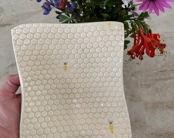 Honeycomb and bees dish for trinkets or serving