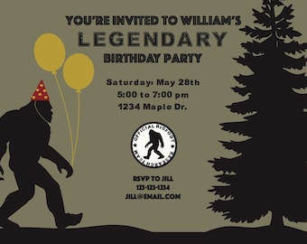 DIGITAL FILE: Bigfoot Party Invitation