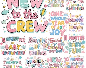 Baby Monthly Milestone PNG Designs: Cuteness Quotes for Onesies (Digital Download