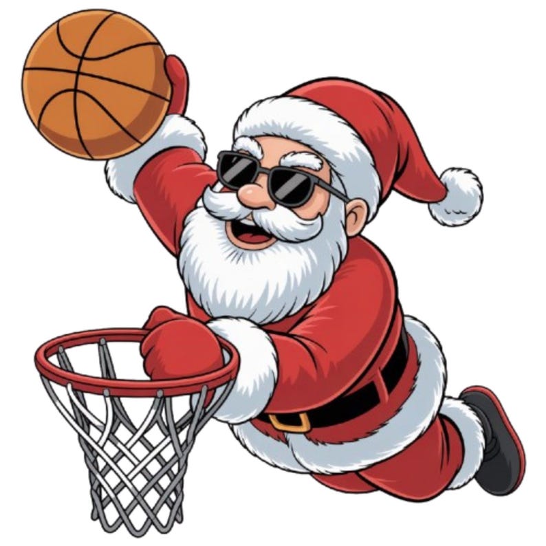 Funny Santa Basketball Dunk PNG, Sporty Christmas Clipart image 1