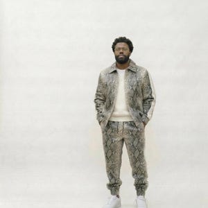 Mens Snake Print Leather Tracksuit Set – Python Pattern Jacket and Joggers Luxury Streetwear Outfit