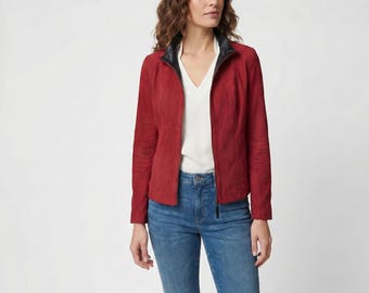 Reversible Leather & Suede Jacket: Women's Dual-Tone Fall Outerwear