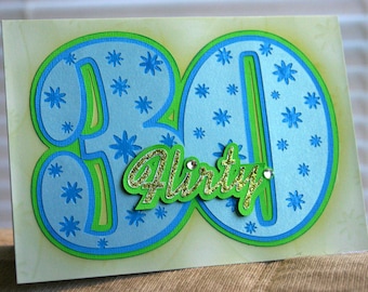 Biglietto di auguri civettuolo per il 30° compleanno in formato SVG - Decorazioni fai da te per feste (download digitale)