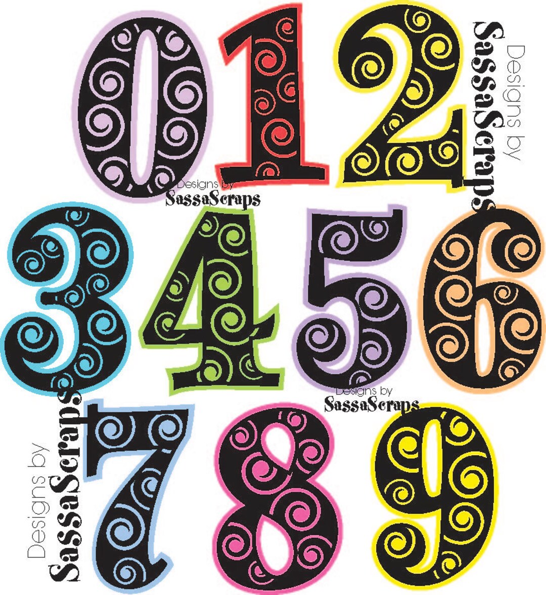Digital Decorative Numbers SVG/PNG Files for Scrapbooking - Etsy