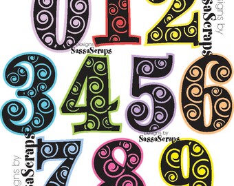 Digital Decorative Numbers SVG/PNG files for Scrapbooking