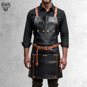 Black Leather Apron | Leather work Apron | Leather Apron Blacksmith | Chef Gift | Chef Apron | Father&#39;s Day Gift