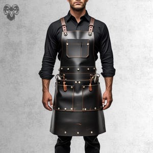 Black Leather Apron | Leather work Apron | Leather Apron Blacksmith | Chef Gift | Chef Apron | Father&#39;s Day Gift