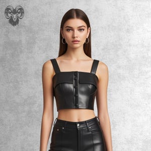 Leather Crop Top for Women | Women’s Black Leather Corset Top