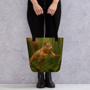 Joyful Forest Squirrel Tote Bag – Nature-Inspired Spirit Animal Design