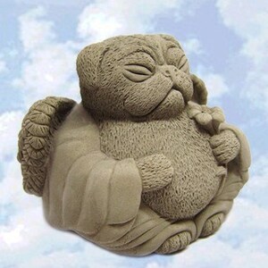 Angel PUG DOG Sculpture Memorial Cast Stone Art by Tyber Katz image 2