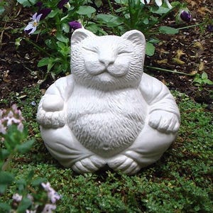 CAT Sculpture Lucky Buddha Garden Art by Tyber Katz / Cat Lover Gift