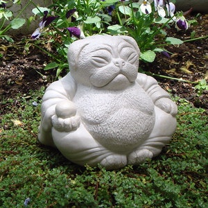 Zen PUG Dog Buddha Garden Art Statue Sculpture by Tyber Katz / Pug Lover Gift image 2