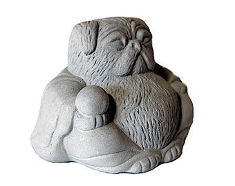 Zen Mini PUG Buddha Bonsai Terrarium Sculpture // Pug Lover Gift