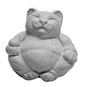 Zen Serene Lucky CAT Buddha Statue Sculpture Garden Art by Tyber Katz / Cat Lover Gift image 1