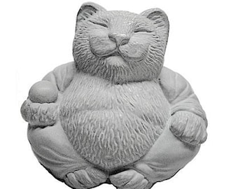 Zen Serene Lucky CAT Buddha Statue Sculpture Garden Art by Tyber Katz / Cat Lover Gift