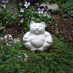 Zen Serene Lucky CAT Buddha Statue Sculpture Garden Art by Tyber Katz / Cat Lover Gift image 2