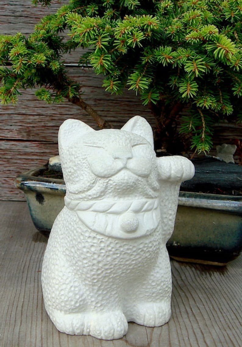 Maneki Neko Lucky Cat Japanese Bobtail Garden Sculpture by Tyber Katz image 1