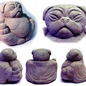 Zen PUG Dog Buddha Garden Art Statue Sculpture by Tyber Katz / Pug Lover Gift image 3