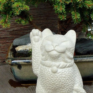 Maneki Neko Lucky Cat Long Tail Sculpture by Tyber Katz