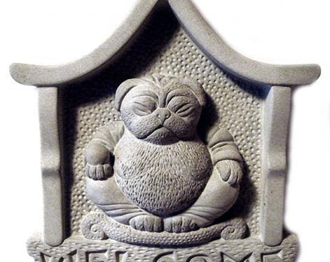 Zen Cast Stone Pug Dog Buddha Plaque by Tyber Katz Etsy