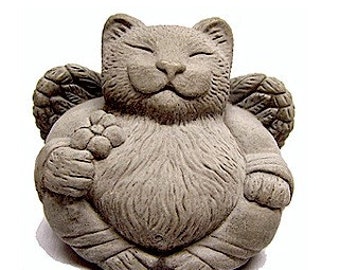 Angel Cat Art Sculpture Pet Memorial Cast Stone by Tyber Katz