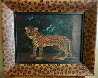 Folk Art Leopard CAT Painting by P.L. Tyber