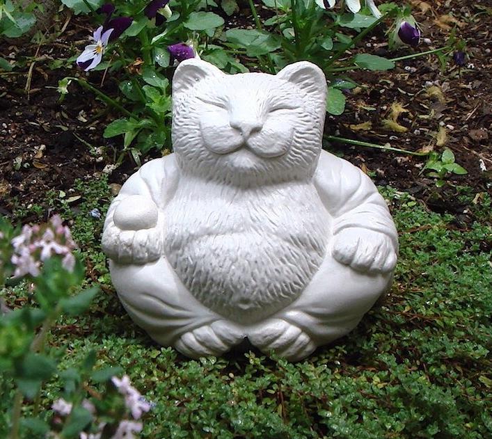 CAT Sculpture Lucky Buddha Garden Art by Tyber Katz / Cat Lover