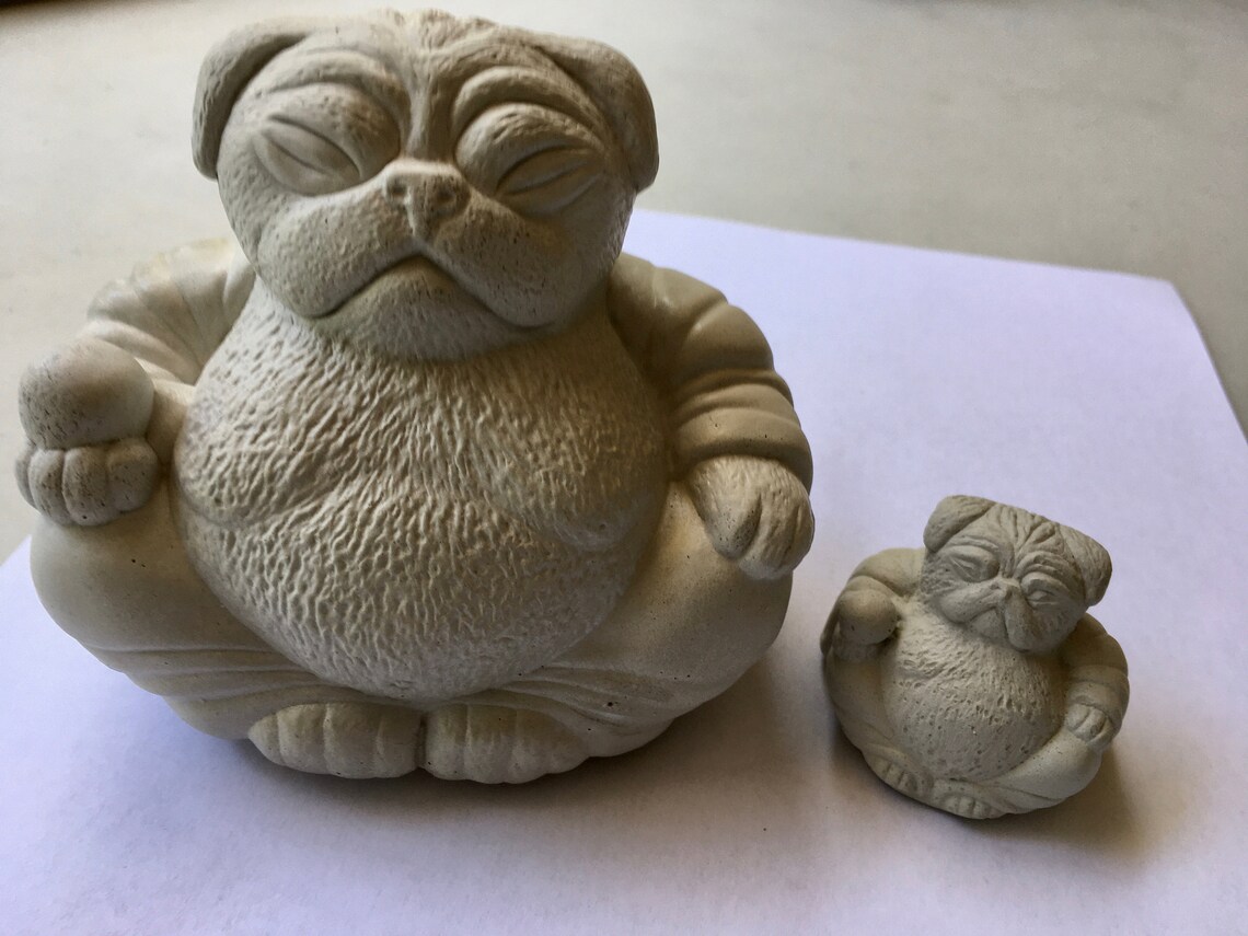 Zen PUG Dog Buddha Garden Art Statue Sculpture by Tyber Katz / Etsy