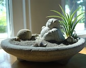 Pug Gift Airplant Terrarium with Lucky Pug Buddha Sculpture in Zen Garden Pug Lover Gift