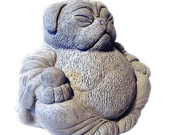 Zen PUG Dog Buddha Garden Art Statue Sculpture by Tyber Katz / Pug Lover Gift