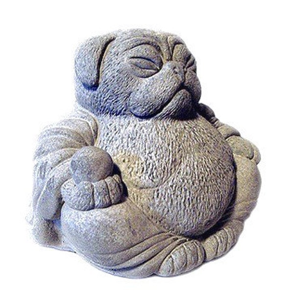 Zen PUG Dog Buddha Garden Art Statue Sculpture by Tyber Katz / Pug Lover Gift