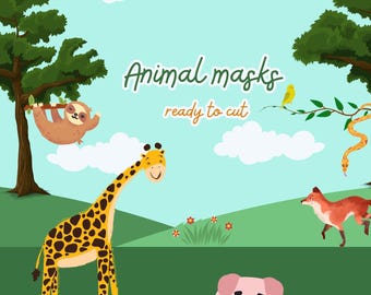 Máscaras de animales para niños: 20 diseños imprimibles - Libro de actividades divertido (descarga digital)