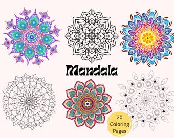 Libro da colorare con 20 pagine di mandala – Rilassante antistress (download digitale)
